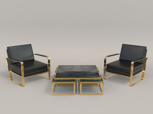 relaxing chairs and coffee table 4 3D Model