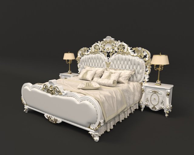 european style bed 8 3D Model .c4d .max .obj .3ds .fbx .stl .blend 