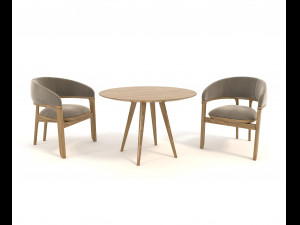 contemporary design table and chair set 2 3D Model