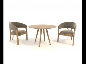 eigentijds design tafel en stoel set 2 3D Model