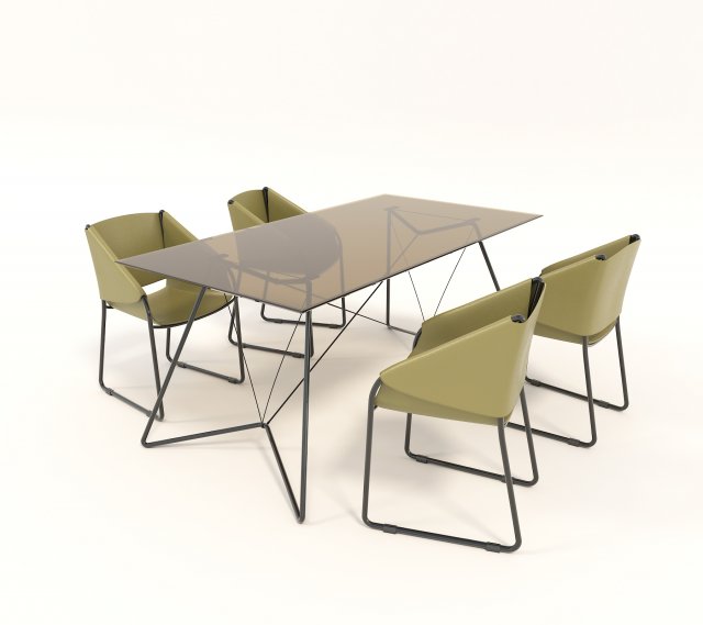 contemporary design table and chair set 3 3D Модель .c4d .max .obj .3ds .fbx .stl .blend 