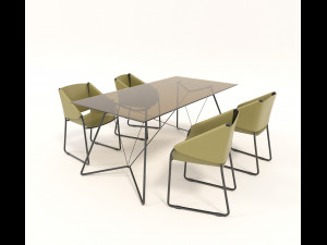 contemporary design table and chair set 3 3Dモデル