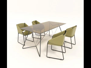 eigentijds design tafel en stoel set 3 3D Model