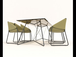 contemporary design table and chair set 3 3D Модель
