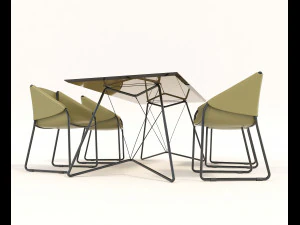 contemporary design table and chair set 3 3D Model