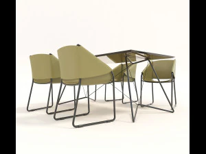contemporary design table and chair set 3 3D Model