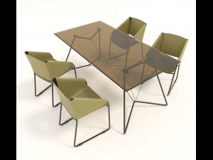 contemporary design table and chair set 3 3D Model