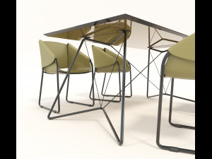 contemporary design table and chair set 3 3D Модель