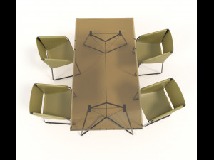 contemporary design table and chair set 3 3D Модель