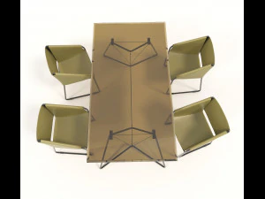 contemporary design table and chair set 3 3D Model