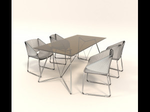contemporary design table and chair set 3 3D Модель