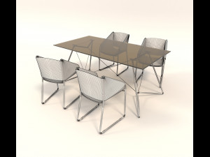 contemporary design table and chair set 3 3D Модель