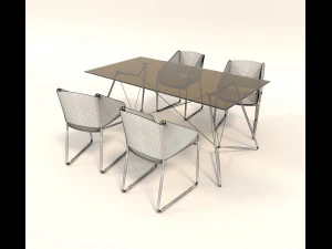 contemporary design table and chair set 3 3D Model