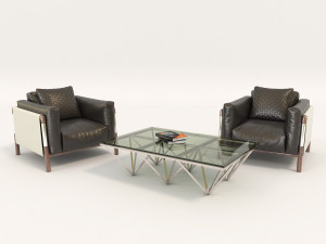 contemporary design armchair set 3D Model