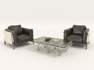 contemporary design armchair set 3D मॉडल