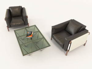 contemporary design armchair set 3D Model