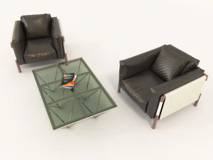 contemporary design armchair set 3D Model
