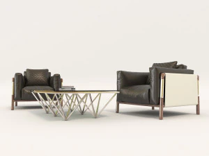 contemporary design armchair set 3D Model