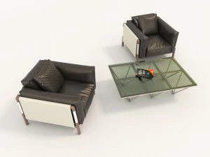 contemporary design armchair set 3D Model