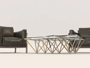 contemporary design armchair set 3D Model