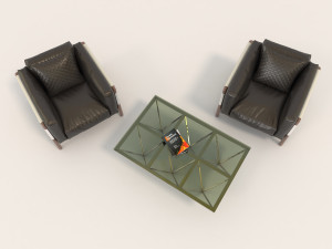 contemporary design armchair set 3D Model