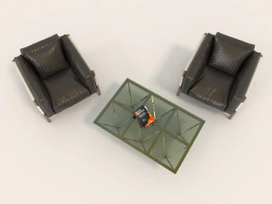 contemporary design armchair set 3D Model