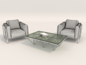 contemporary design armchair set 3D Model