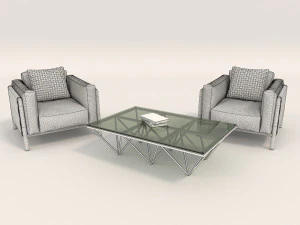 contemporary design armchair set 3D Model