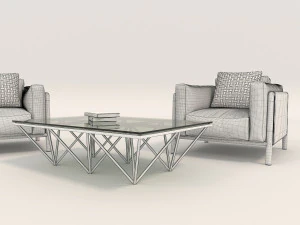 contemporary design armchair set 3D Model