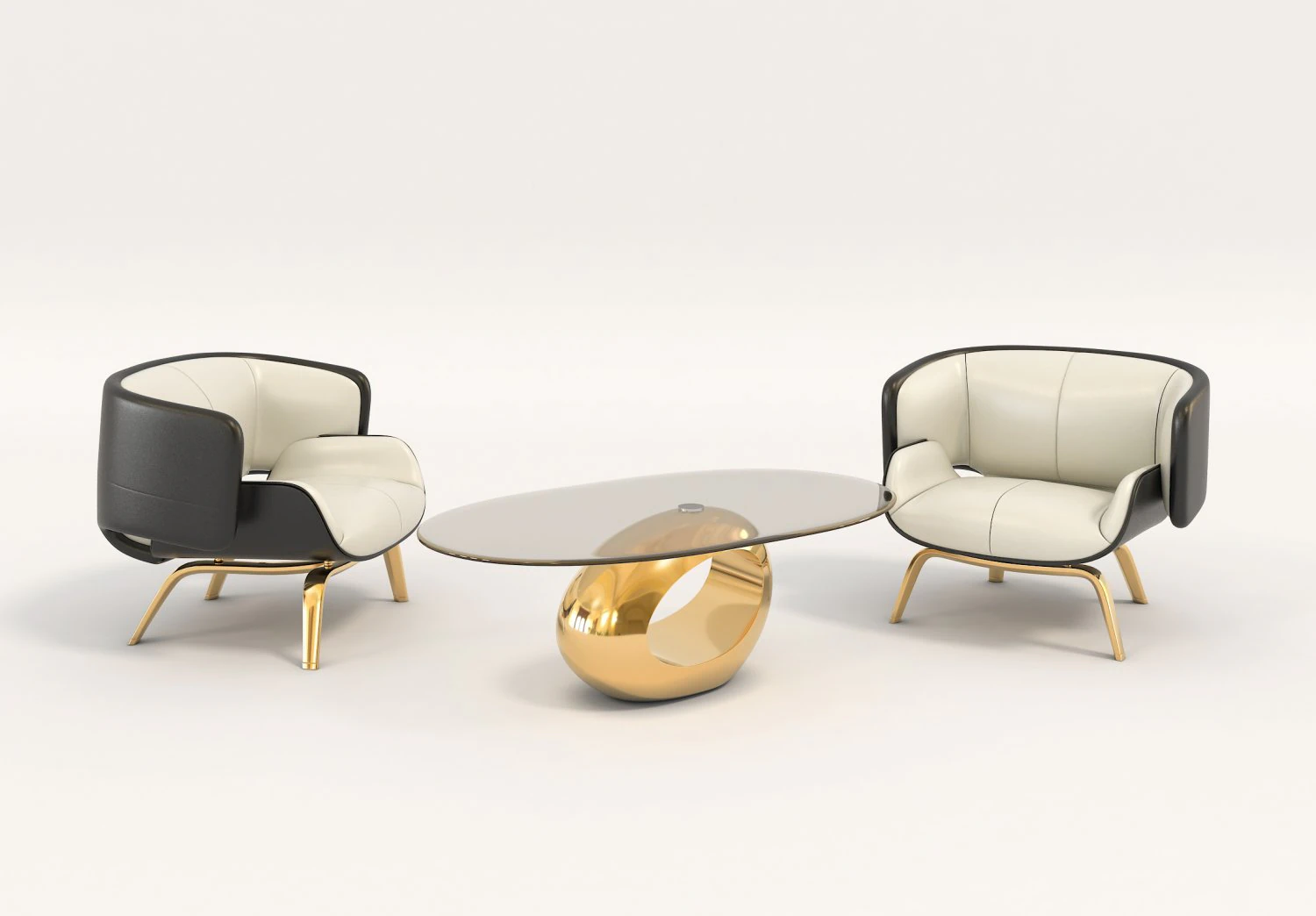 contemporary design armchair set 2 3D Model .c4d .max .obj .3ds .fbx .stl .blend