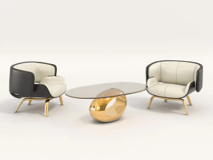 eigentijds design fauteuilset 2 3D Model