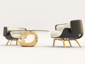 contemporary design armchair set 2 3D Model