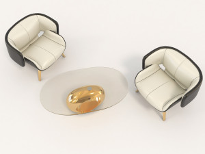 contemporary design armchair set 2 3Dモデル