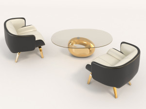 contemporary design armchair set 2 3Dモデル