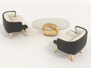 contemporary design armchair set 2 3D Model