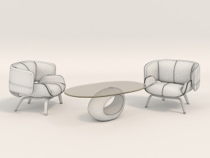 contemporary design armchair set 2 3Dモデル