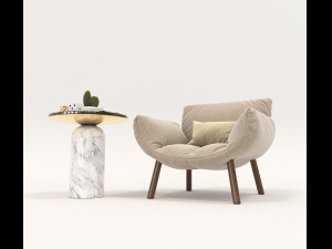 modern armchair design set 3D 模型