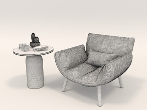 modern armchair design set 3D 模型