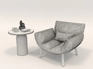 modern armchair design set 3D Model