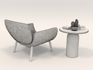 modern armchair design set 3D 模型