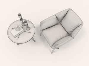 modern armchair design set 2 Model 3D