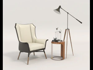 conjunto de design de poltrona moderna 4 Modelo 3D