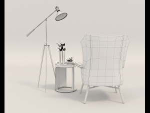 modern armchair design set 4 Modello 3D