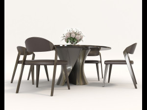 contemporary design table and chair set 4 Modello 3D