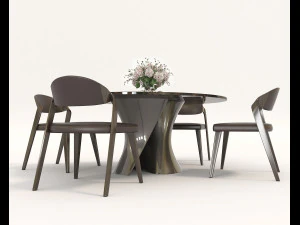 contemporary design table and chair set 4 3D Model