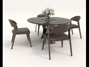 contemporary design table and chair set 4 Modello 3D