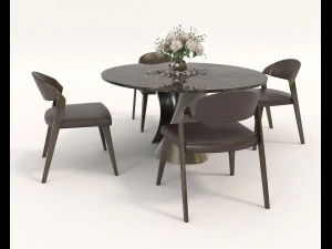 contemporary design table and chair set 4 3D Model