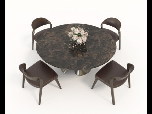 contemporary design table and chair set 4 Modello 3D