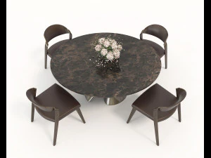 contemporary design table and chair set 4 3D Model