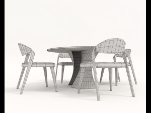 contemporary design table and chair set 4 Modello 3D